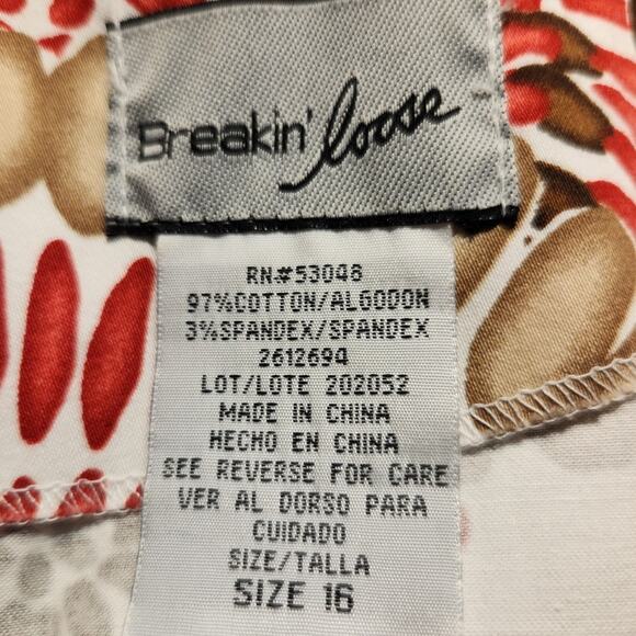 Breakin Loose $50 16 Red White Brown Cotton Stretch Fit & Flare Sleeveless Dress - Picture 7 of 10